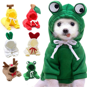 Cute Fruit Dog Clothes For Small Dogs Hoodies Winter Warm Fleece Fetchic Clothing Puppy Cat Costume Coat For French Chihuahua Outfit