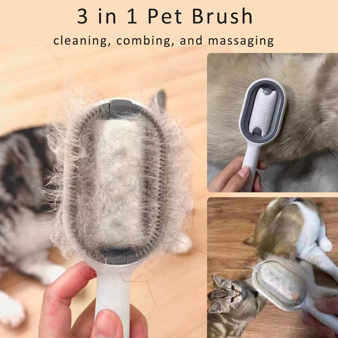Cat Hair Brush With Water, Sticky Brush For Cats, 4 In-1 Cat Grooming Brush Creative Update Cat Dog Grooming