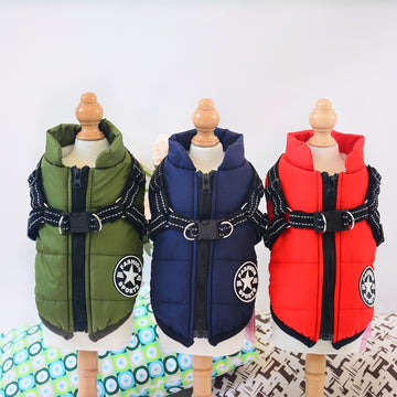 Waterproof Dog Clothes Winter Dog Coat With Harness Warm