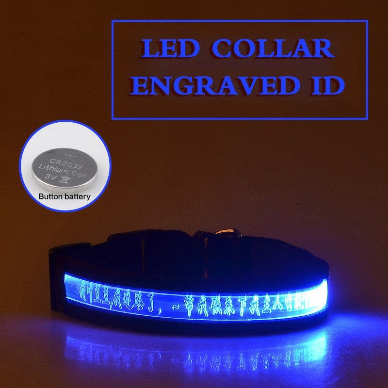 Fetchic Glow Collar Radium Carved Lettering Dog Collar