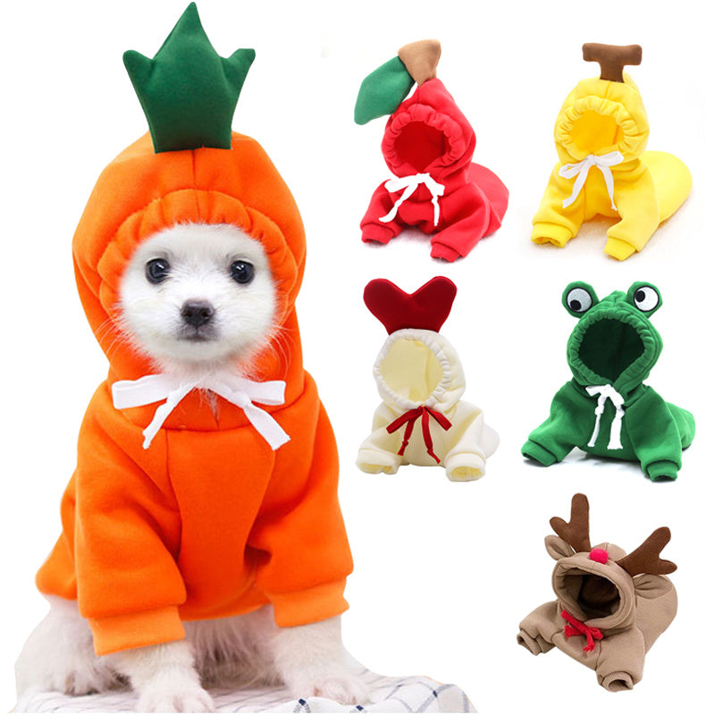 Cute Fruit Dog Clothes For Small Dogs Hoodies Winter Warm Fleece Fetchic Clothing Puppy Cat Costume Coat For French Chihuahua Outfit